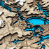 Close-up of Piscataqua River wooden map highlighting Portsmouth Harbor